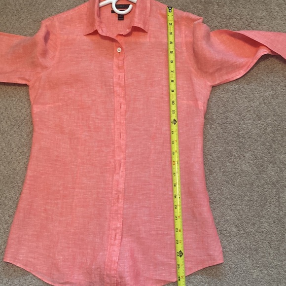 J Crew 100% linen long sleeve shirt/blouse, coral, size 2 - Picture 5 of 5